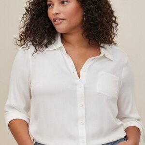 Torrid Crinkle Gauze Crochet Trim Cold Shoulder Top